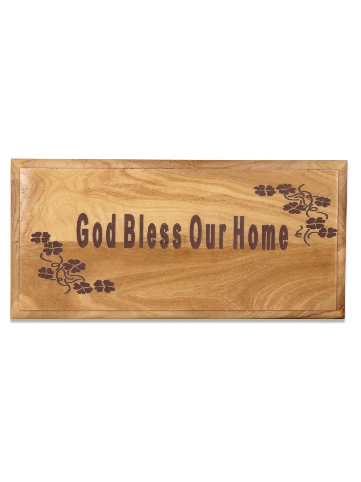 Olive Wood 'God Bless Our Home' Plaque