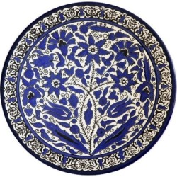 Blue and White Floral Bouquet Plate. Armenian Ceramic