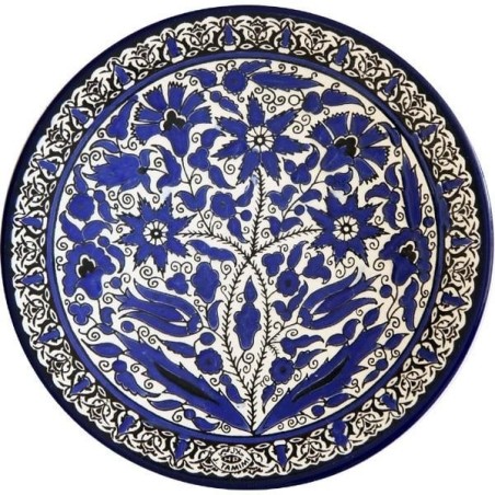 Blue and White Floral Bouquet Plate. Armenian Ceramic