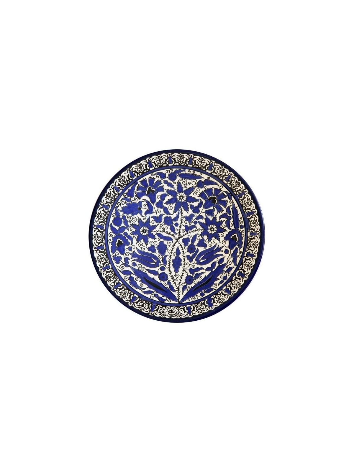 Blue and White Floral Bouquet Plate. Armenian Ceramic