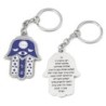 Hamsa Keychain With Tefillat HaDerech (Traveler's Prayer) - Navy Blue