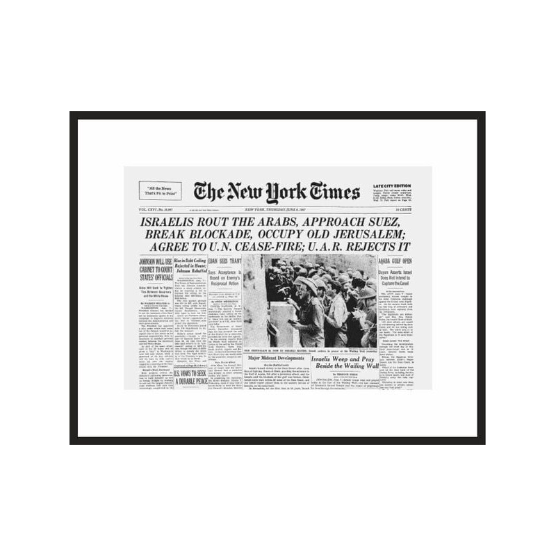 Framed New York Times Front Page Reprint - Liberation of Jerusalem (19