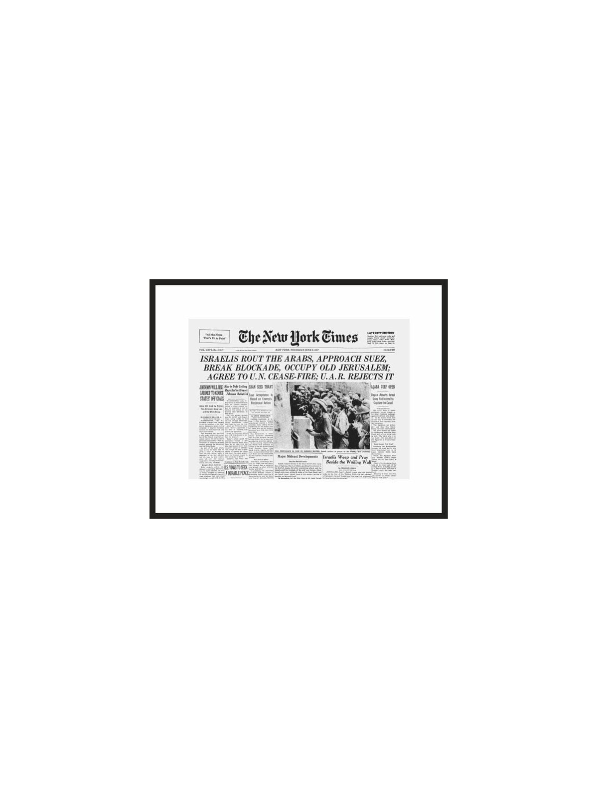 Framed New York Times Front Page Reprint - Liberation of Jerusalem (19