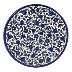 Blue and White Flowers Plate. Armenian Ceramic