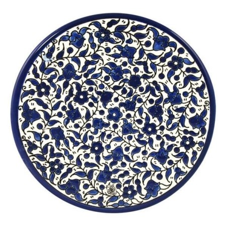 Blue and White Flowers Plate. Armenian Ceramic