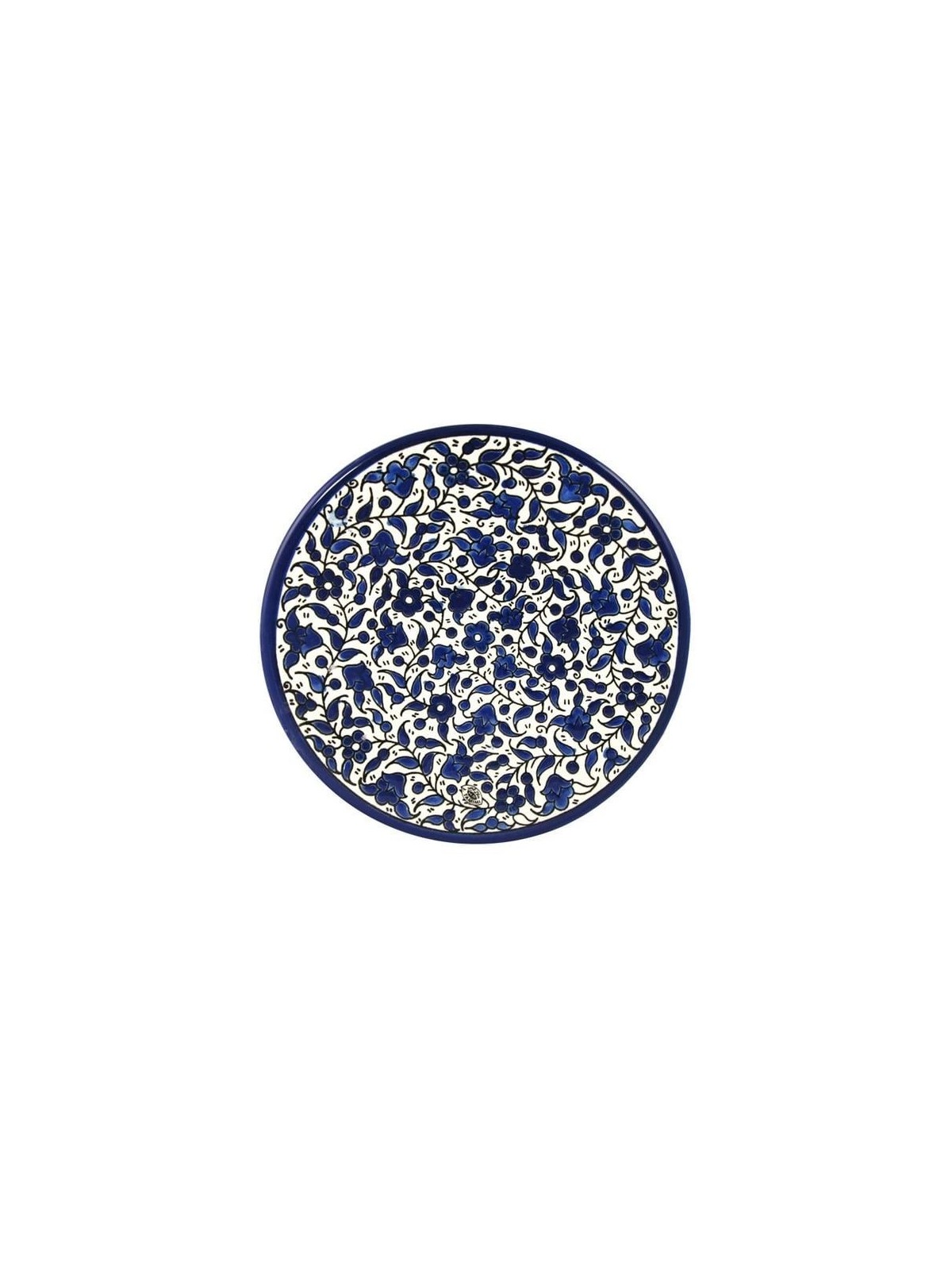 Blue and White Flowers Plate. Armenian Ceramic