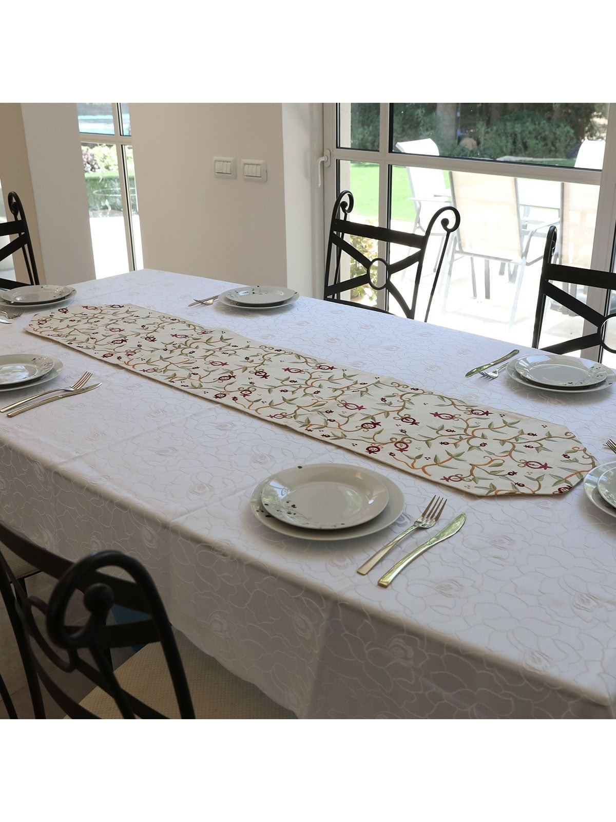 Yair Emanuel Embroidered Pomegranates Runner (Choice of Colors)