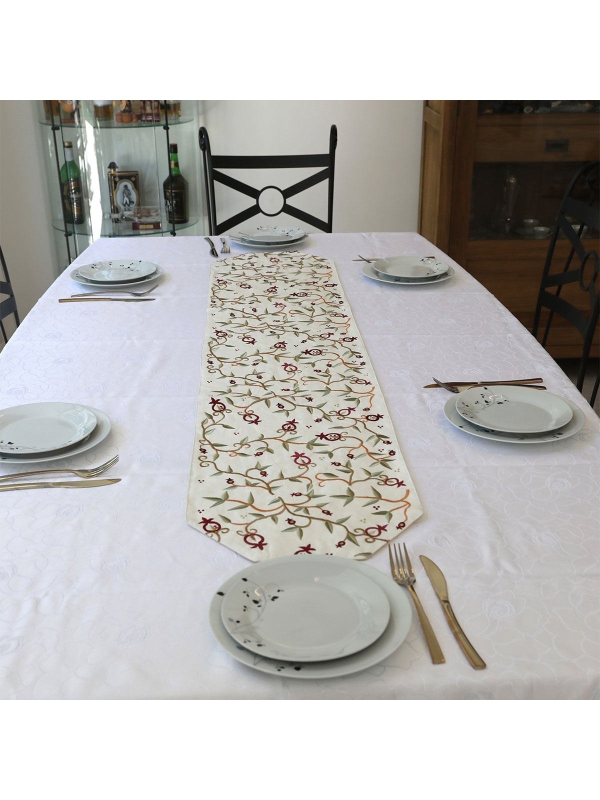 Yair Emanuel Embroidered Pomegranates Runner (Choice of Colors)