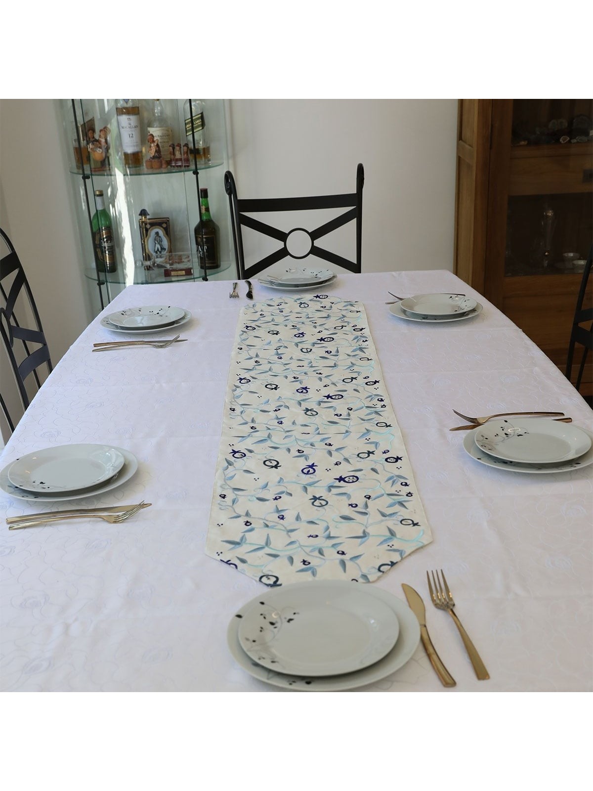 Yair Emanuel Embroidered Pomegranates Runner (Choice of Colors)