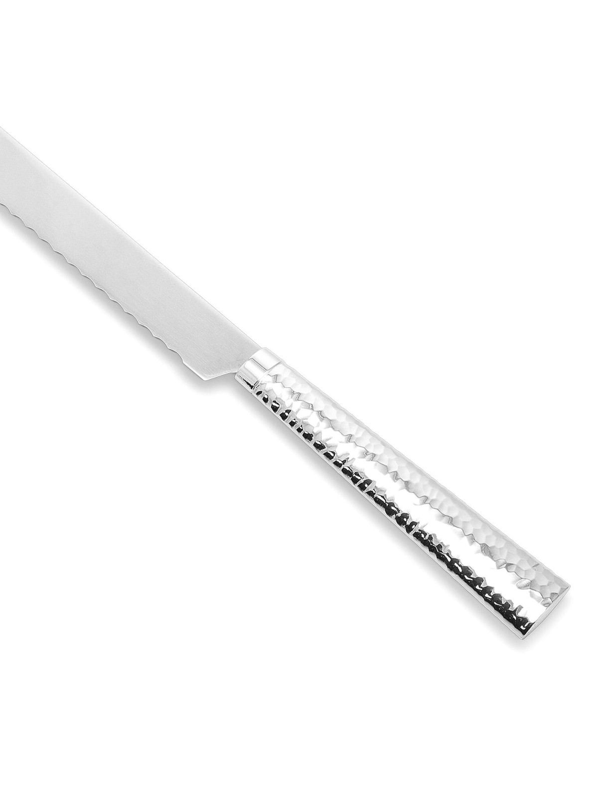 Hammered Silver-Plated Serrated Challah Knife by Hazorfim