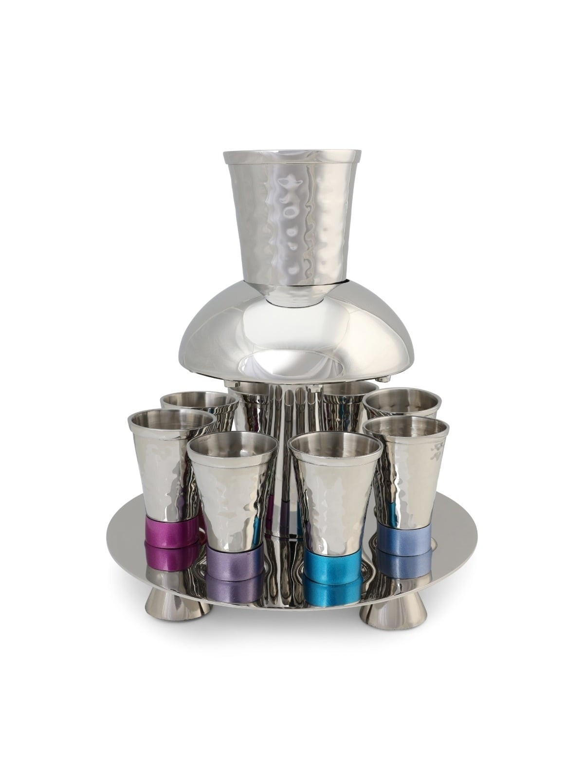 Yair Emanuel Anodized Aluminum 8 Piece Textured Fountain Kiddush Set