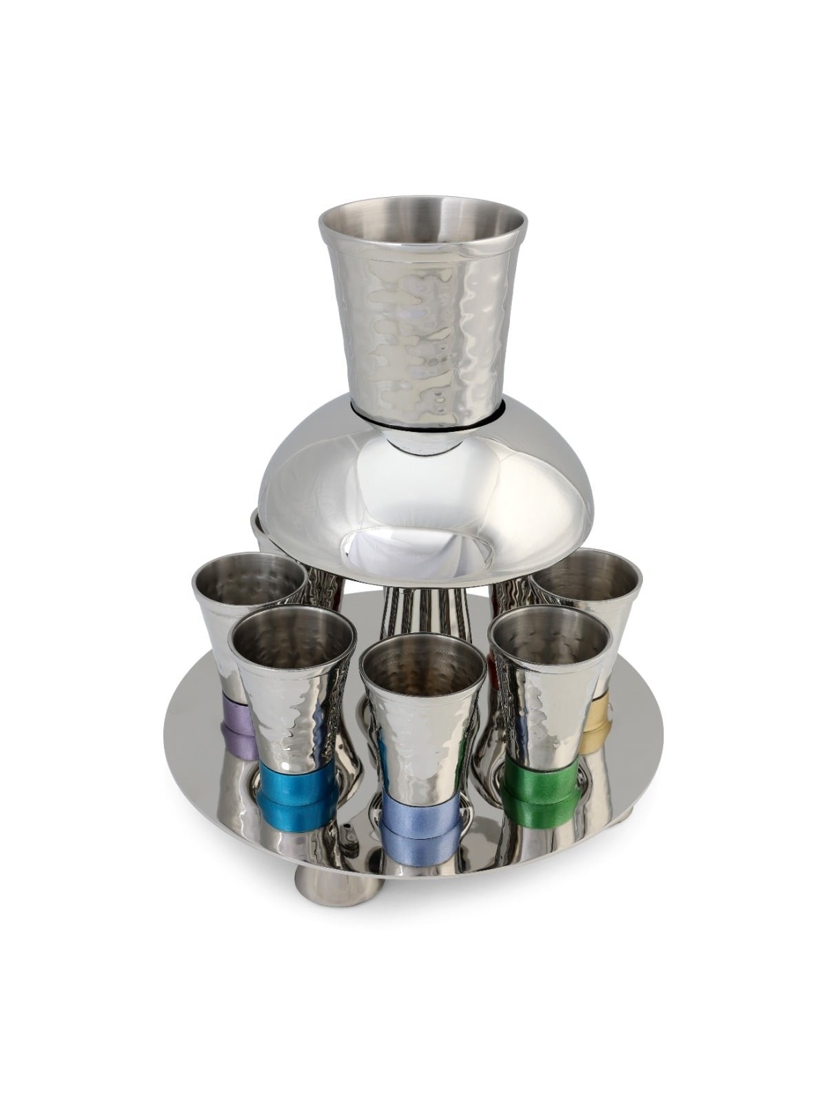 Yair Emanuel Anodized Aluminum 8 Piece Textured Fountain Kiddush Set