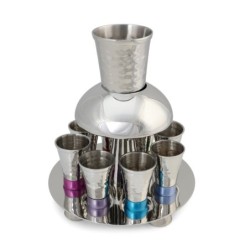 Yair Emanuel Anodized Aluminum 8 Piece Textured Fountain Kiddush Set