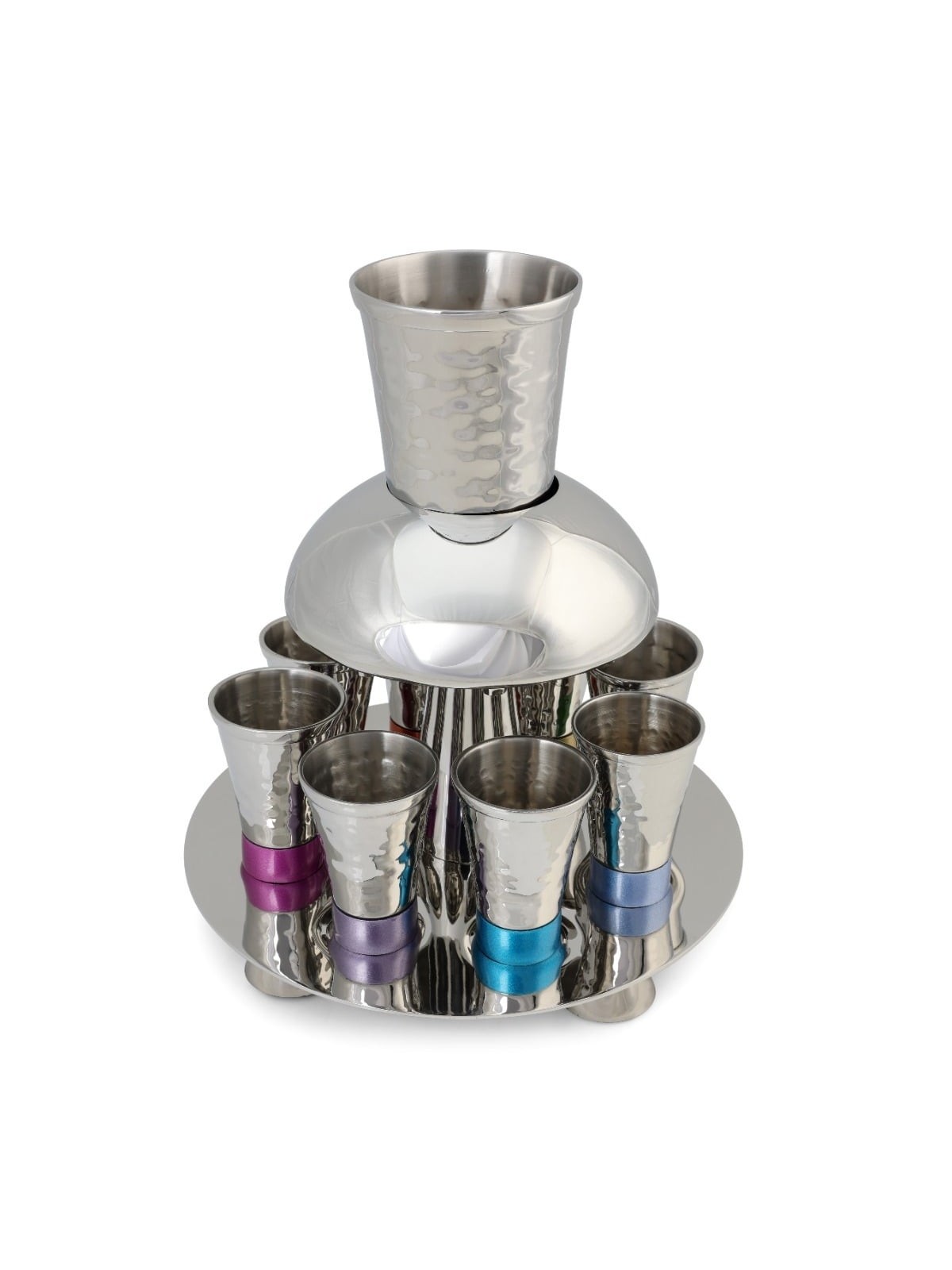 Yair Emanuel Anodized Aluminum 8 Piece Textured Fountain Kiddush Set
