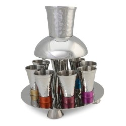 Yair Emanuel Anodized Aluminum 8 Piece Textured Fountain Kiddush Set