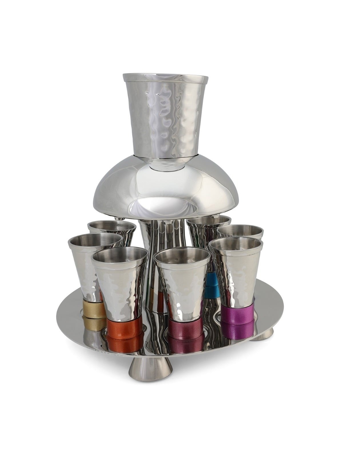 Yair Emanuel Anodized Aluminum 8 Piece Textured Fountain Kiddush Set