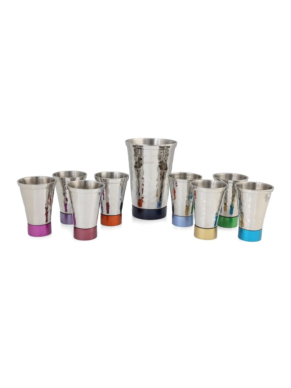 Yair Emanuel Anodized Aluminum 8 Piece Textured Fountain Kiddush Set