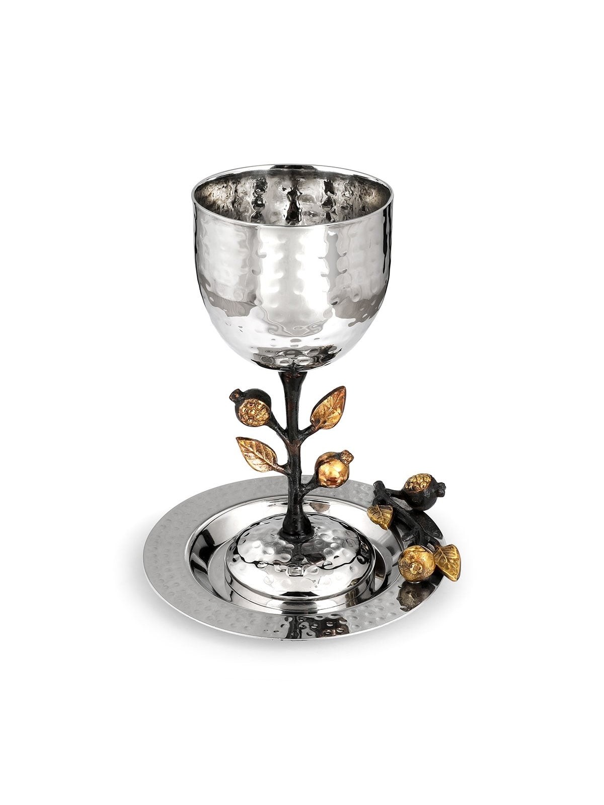 Yair Emanuel Stainless Steel Stemmed Kiddush Cup - Pomegranates