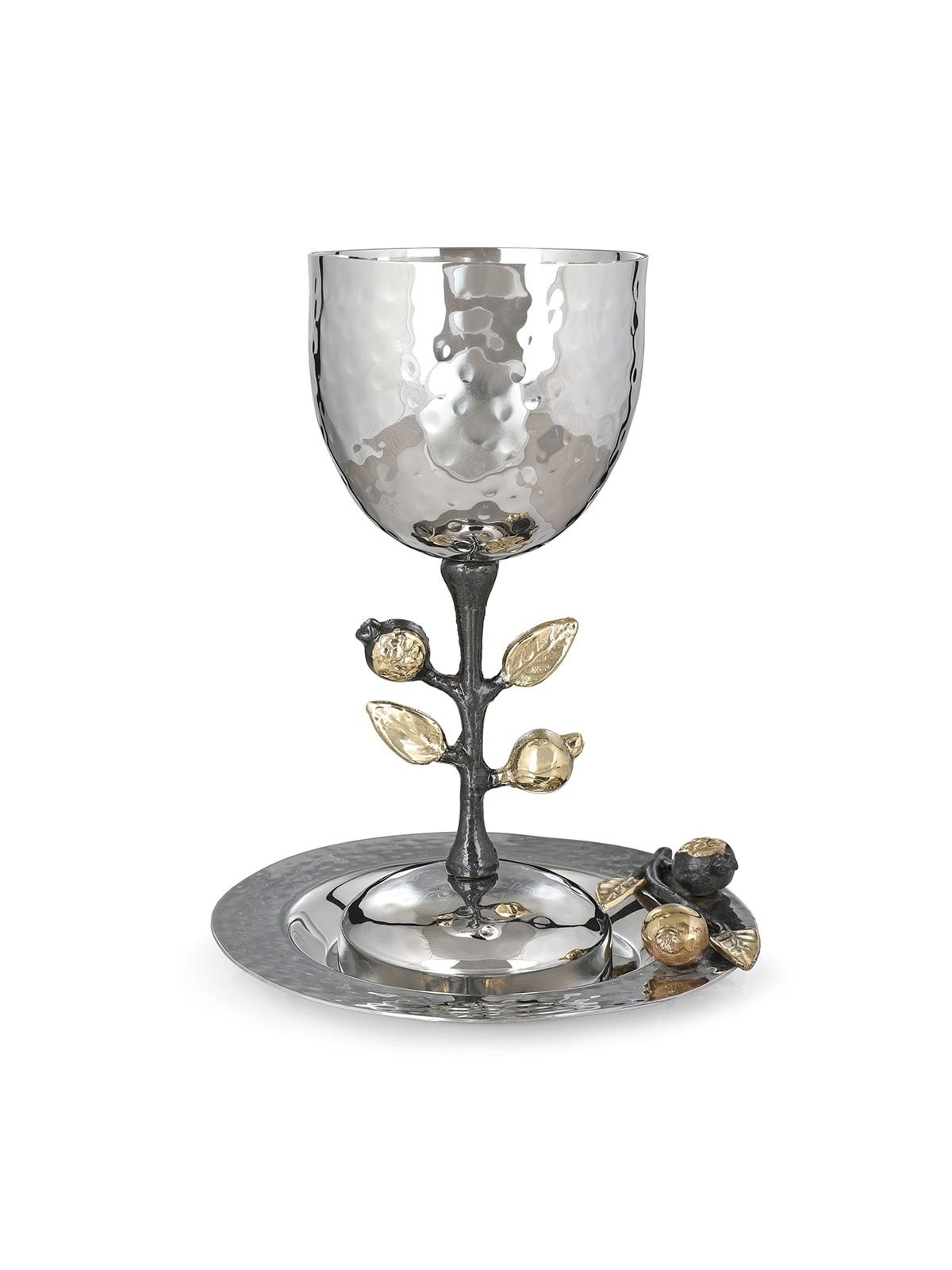 Yair Emanuel Stainless Steel Stemmed Kiddush Cup - Pomegranates
