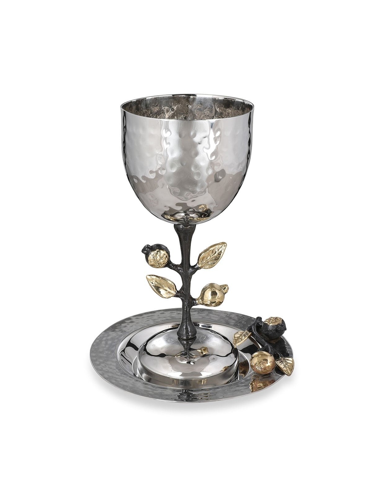 Yair Emanuel Stainless Steel Stemmed Kiddush Cup - Pomegranates