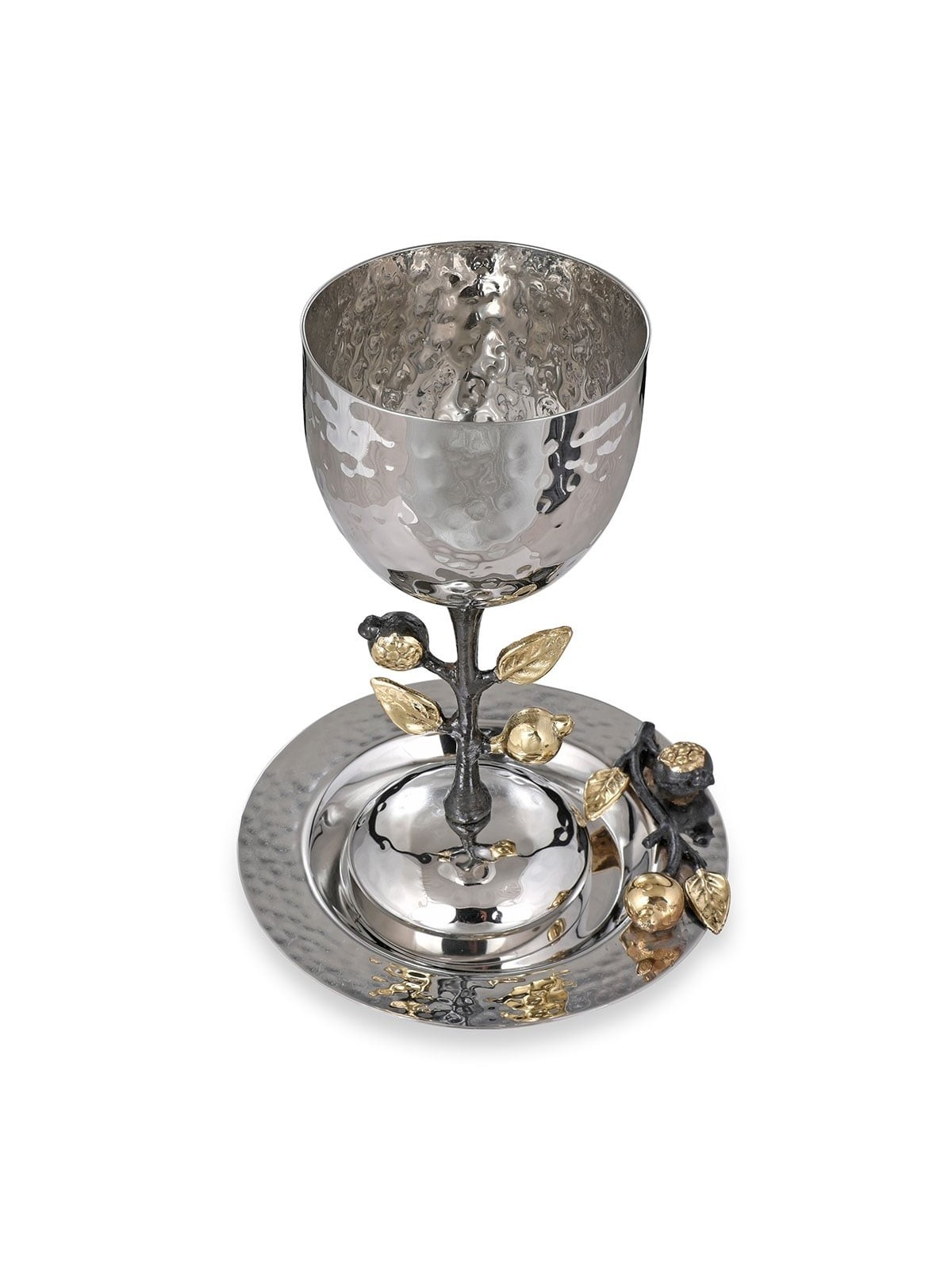 Yair Emanuel Stainless Steel Stemmed Kiddush Cup - Pomegranates
