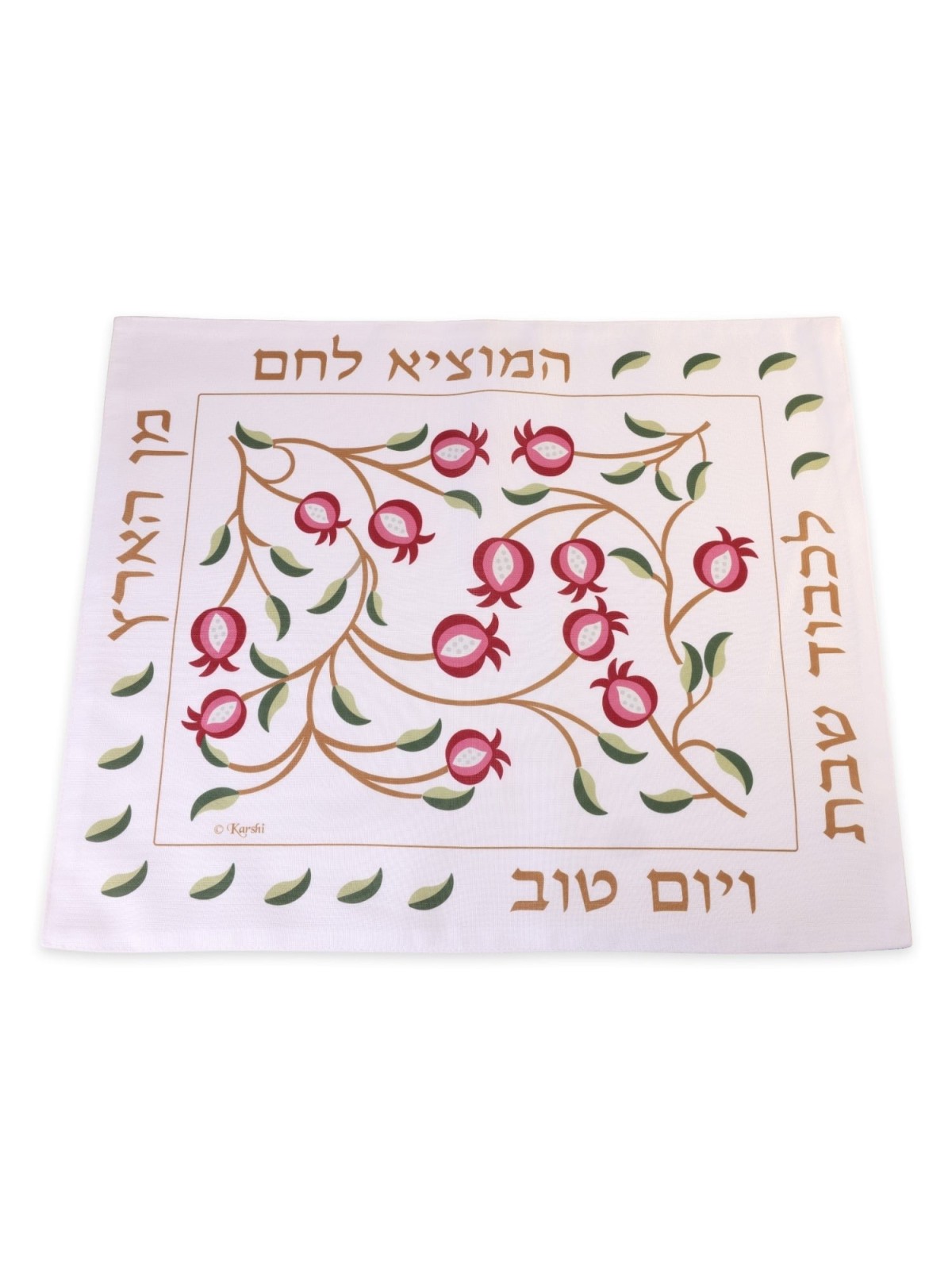 Red Pomegranate Bamboo Challah Cover