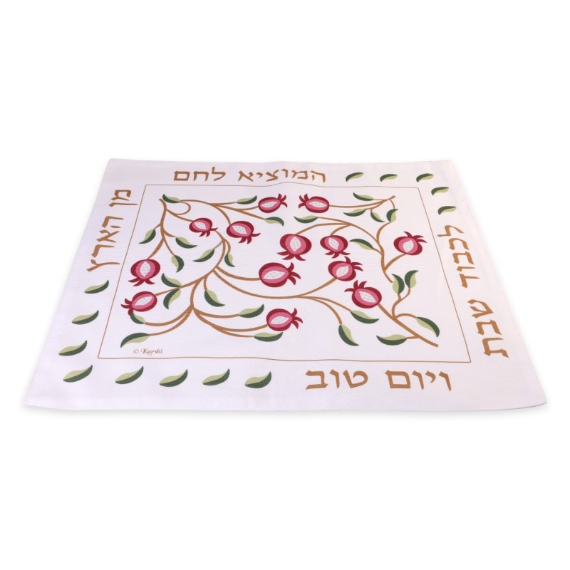 Red Pomegranate Bamboo Challah Cover