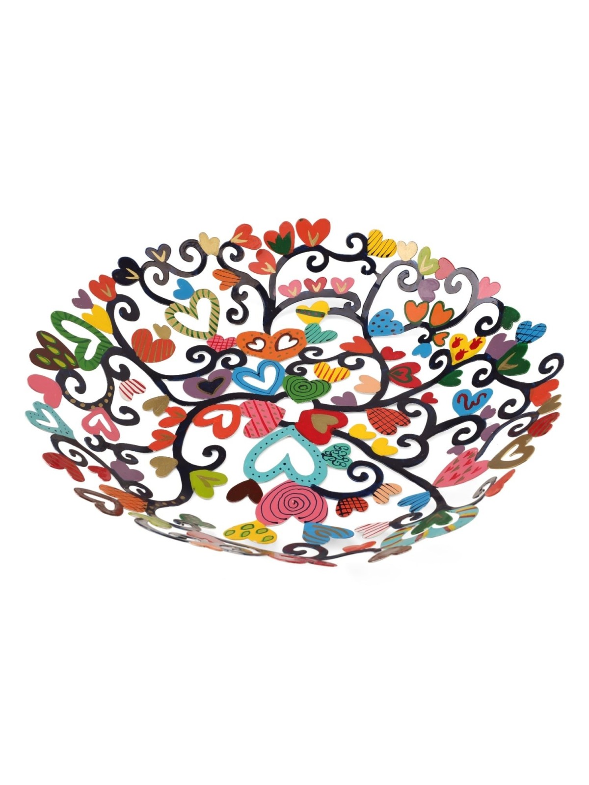 Yair Emanuel Hand Painted Laser Cut Bowl - Hearts