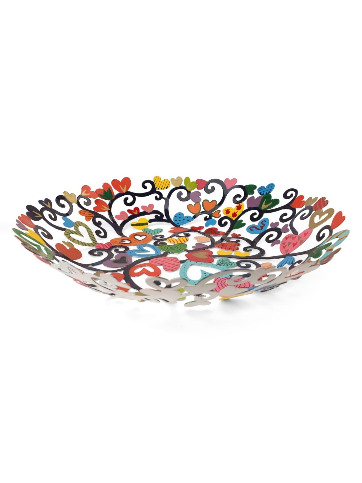 Yair Emanuel Hand Painted Laser Cut Bowl - Hearts