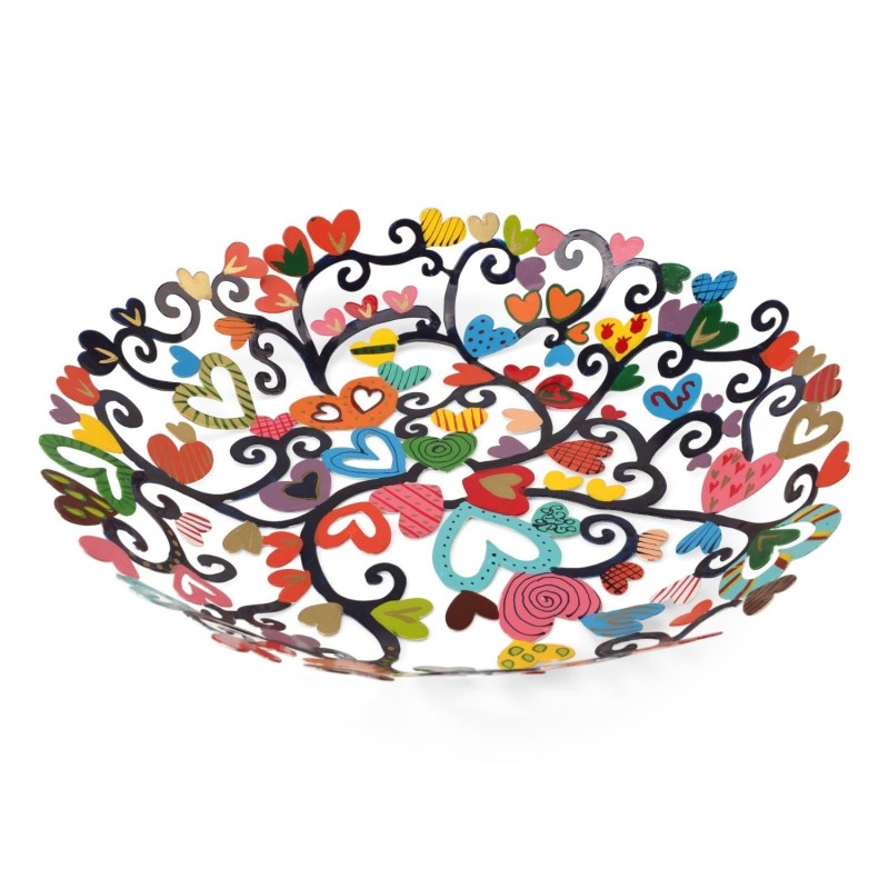 Yair Emanuel Hand Painted Laser Cut Bowl - Hearts