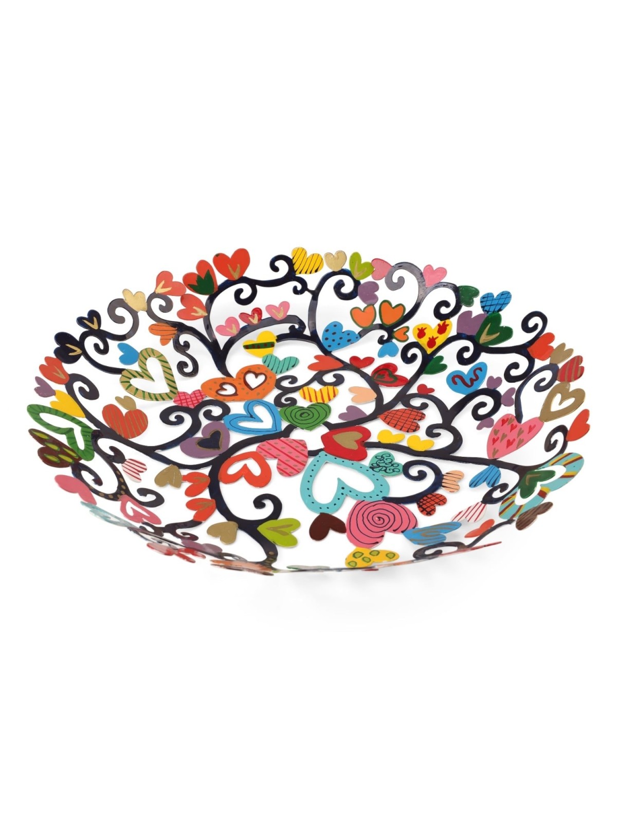 Yair Emanuel Hand Painted Laser Cut Bowl - Hearts
