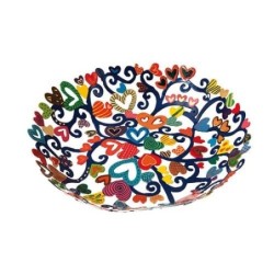 Yair Emanuel Hand Painted Laser Cut Bowl - Hearts
