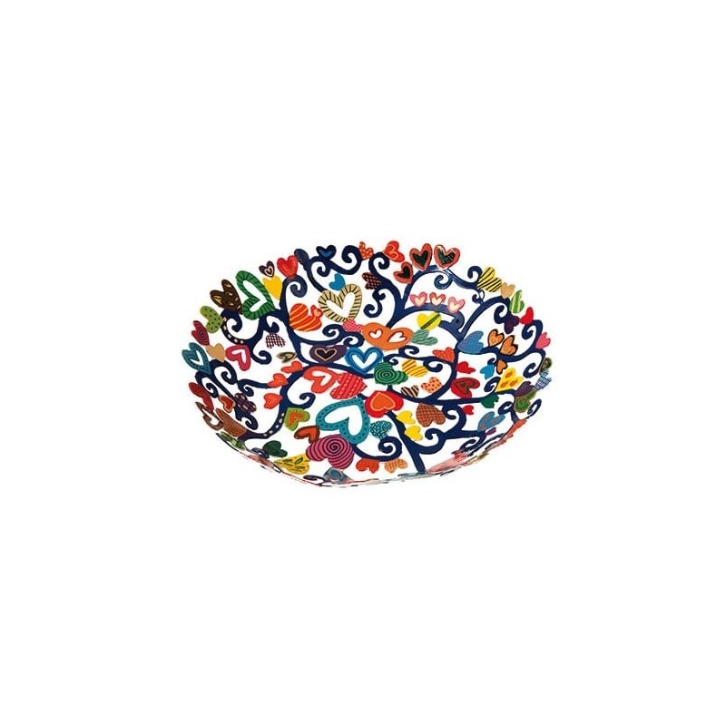 Yair Emanuel Hand Painted Laser Cut Bowl - Hearts