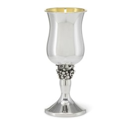 Hazorfim 925 Sterling Silver Eshkol Kiddush Cup with Gold-Plated Inter