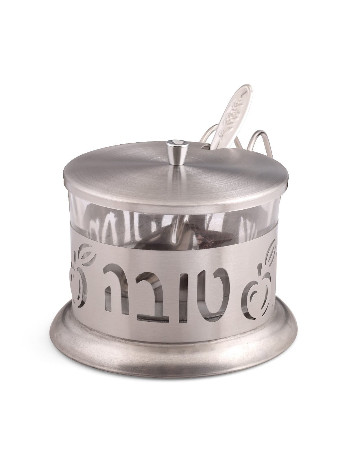 Stainless Steel and Glass Rosh Hashanah Honey Dish