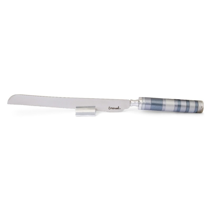 Yair Emanuel Colorful Rings Challah Knife With Mini Salt Shaker (Choic