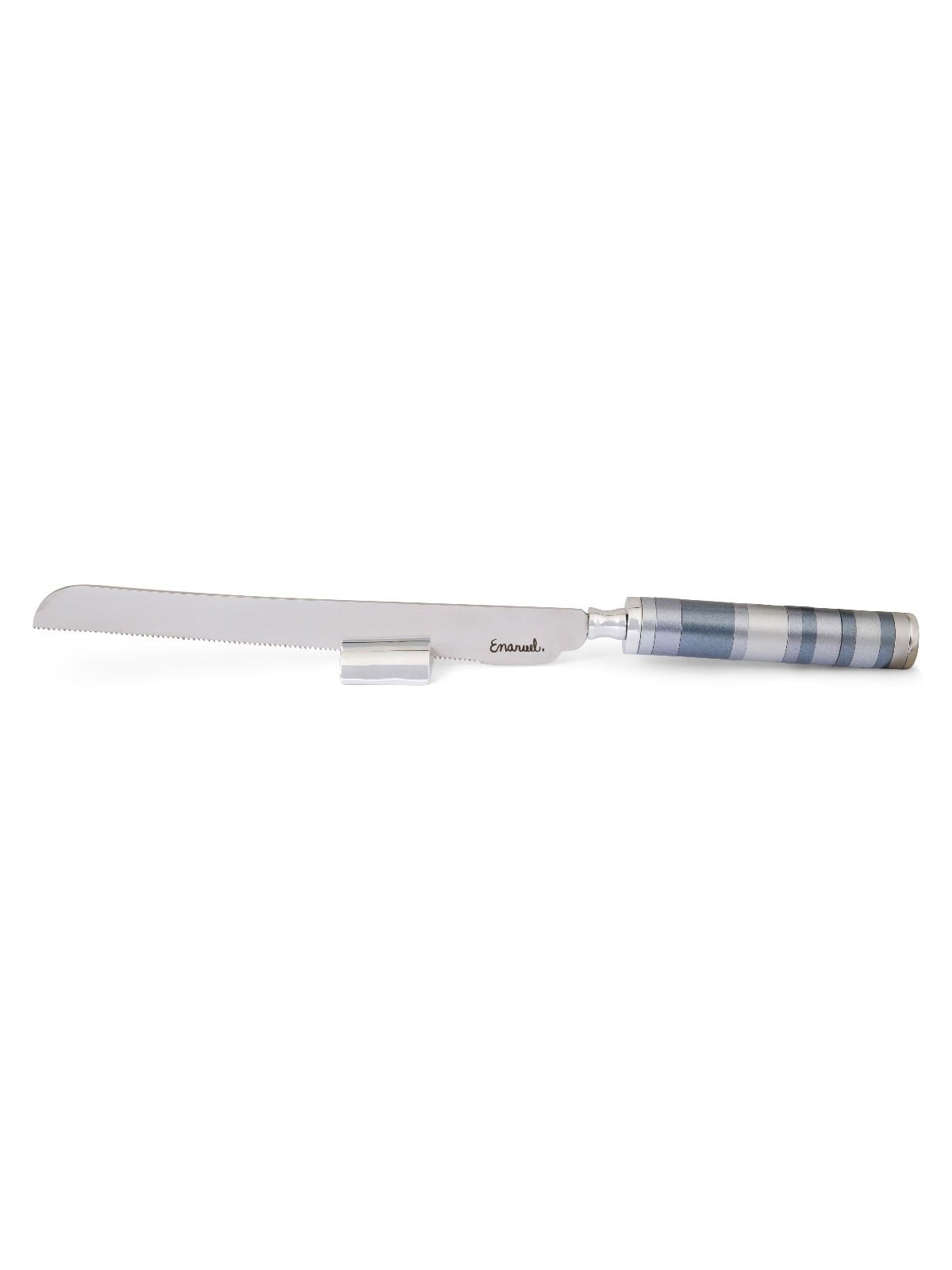 Yair Emanuel Colorful Rings Challah Knife With Mini Salt Shaker (Choic