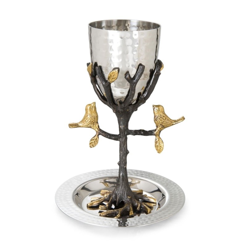 Yair Emanuel Handmade Tree of Life Kiddush Cup Set