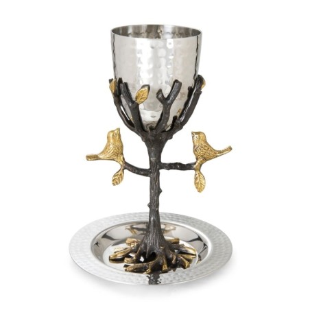Yair Emanuel Handmade Tree of Life Kiddush Cup Set
