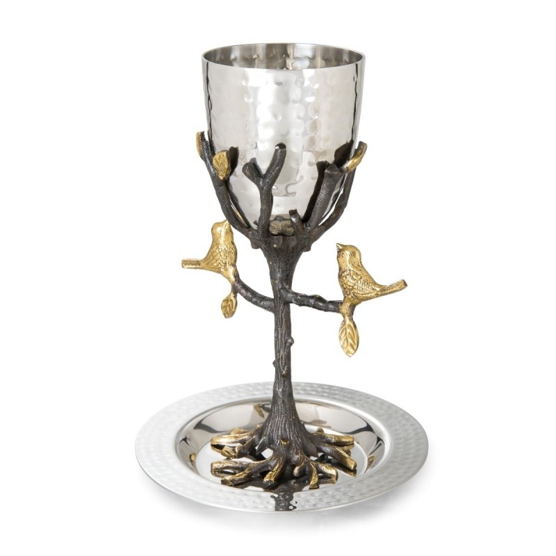 Yair Emanuel Handmade Tree of Life Kiddush Cup Set