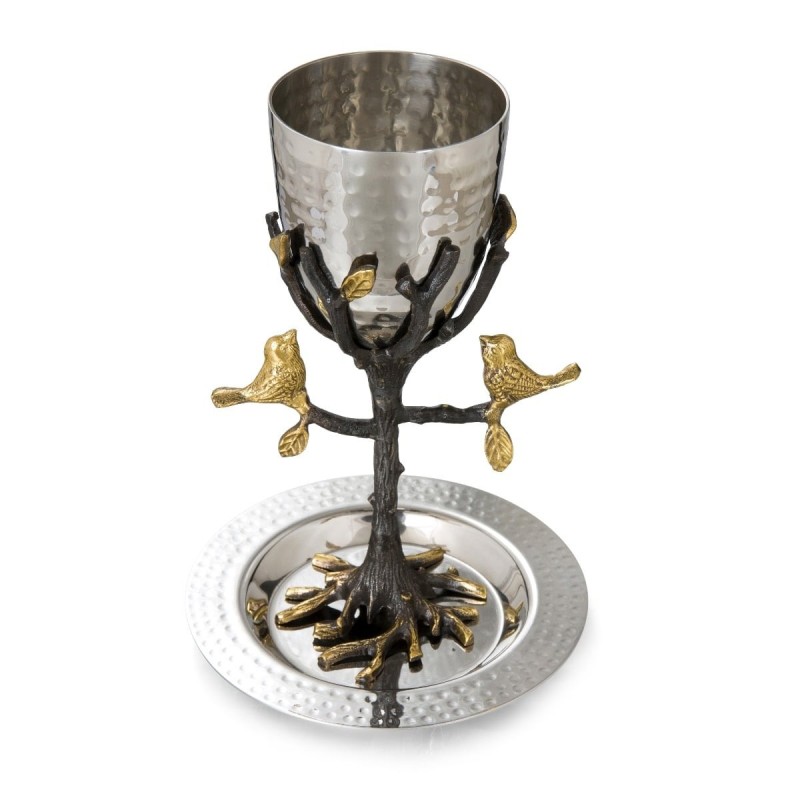 Yair Emanuel Handmade Tree of Life Kiddush Cup Set