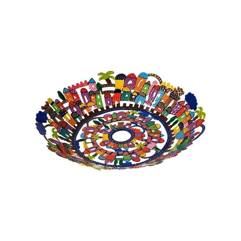 Yair Emanuel Hand Painted Laser Cut Bowl - Jerusalem