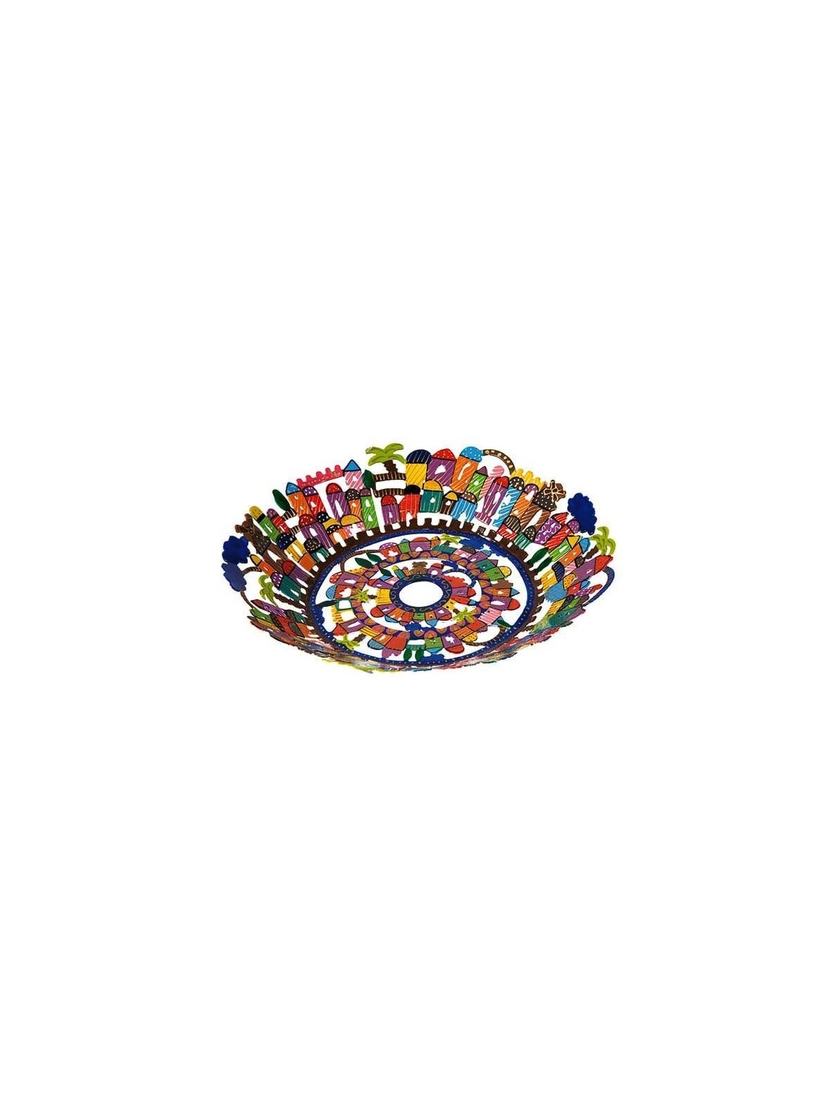 Yair Emanuel Hand Painted Laser Cut Bowl - Jerusalem