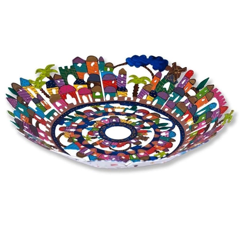Yair Emanuel Hand Painted Laser Cut Bowl - Jerusalem