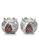 Silver Pomegranate Candlesticks with Jewels and Golden Highlights - Je