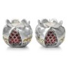 Silver Pomegranate Candlesticks with Jewels and Golden Highlights - Je