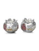 Silver Pomegranate Candlesticks with Jewels and Golden Highlights - Je