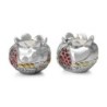 Silver Pomegranate Candlesticks with Jewels and Golden Highlights - Je