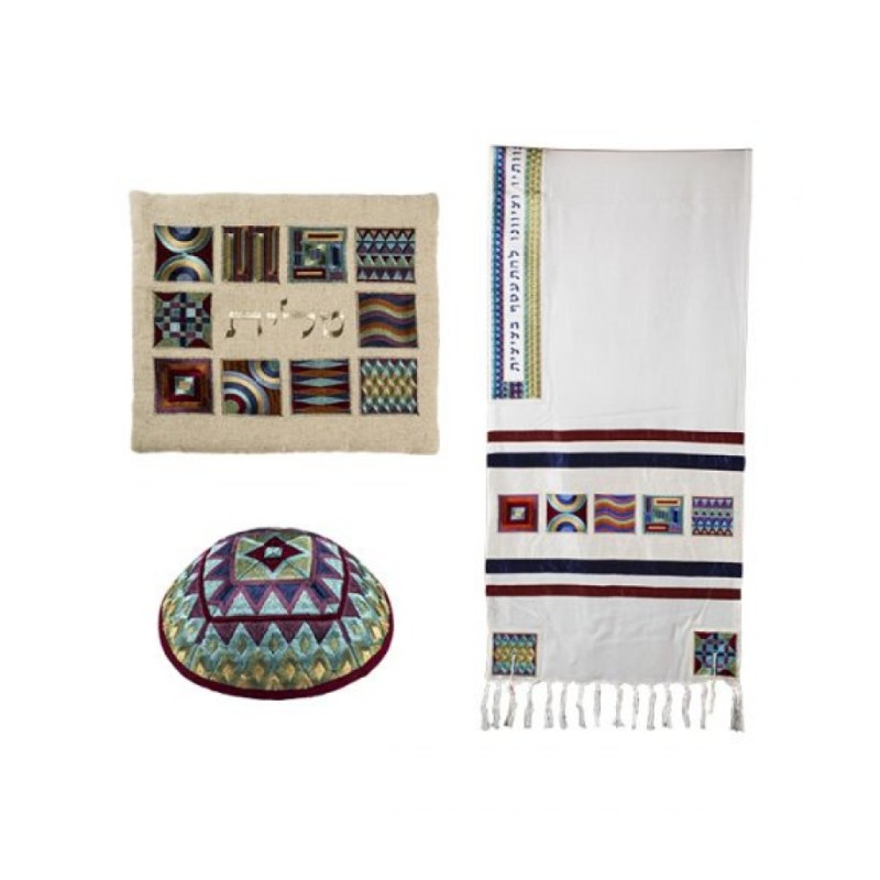 Yair Emanuel Tallit Kippah Bag Set Embroi... | Jewish Gift from Israel