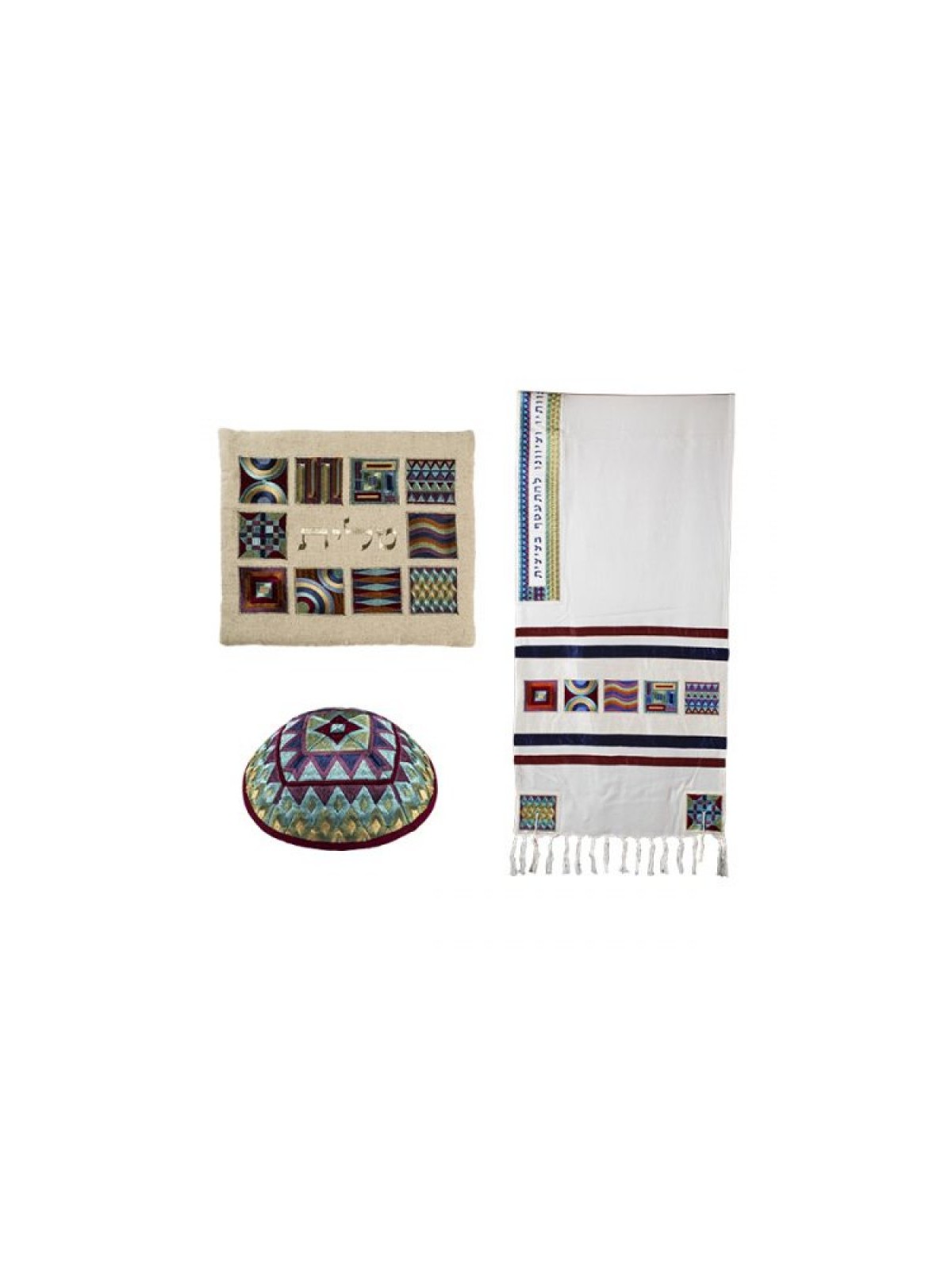 Yair Emanuel Tallit Kippah Bag Set Embroi... | Jewish Gift from Israel